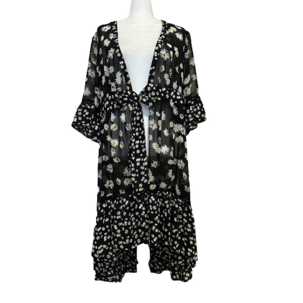 CAbi Daisy Duster with Tie and Lace Detail